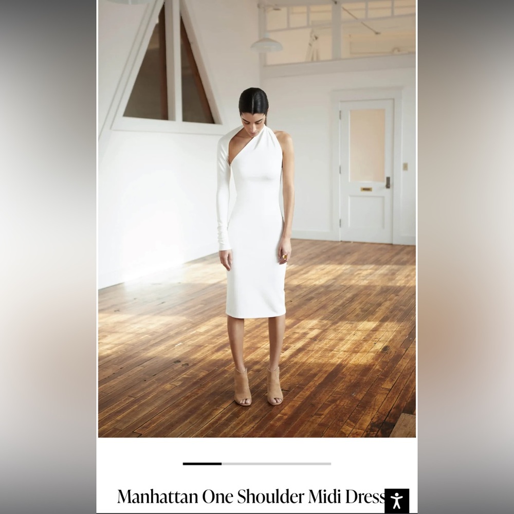 Marcella one shoulder white midi Small